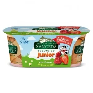Yogur con Fresas Ecológico Junior Casa Grande de Xanceda sin Gluten Pack de 2 Unidades de 125 G.
