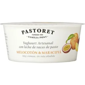 Yogur con Melocotón y Maracuyá Azucarado Tesano Cremoso con Leche de Vacas de Pasto sin Gluten Pastoret 125 G
