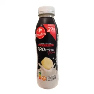 Yogur de Proteínas Liquido Desnatado Sabor Plátano Carrefour Sensation sin Gluten y sin Azúcar Añadido 400 G.