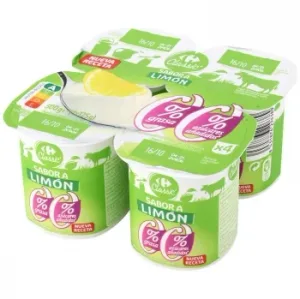 Yogur Desnatado Sabor Limón Carrefour Classic' sin Azúcar Añadido Pack de 4 Unidades de 125 G.