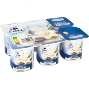 Yogur Estilo Griego con Vainilla Carrefour Extra sin Gluten Pack de 6 Unidades de 125 G.