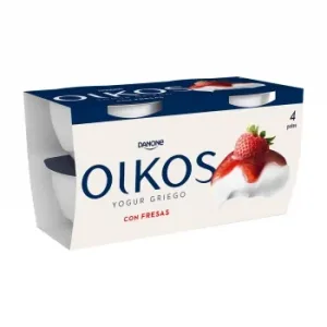 Yogur Griego con Fresas Danone Oikos Pack de 4 Unidades de 110 G.