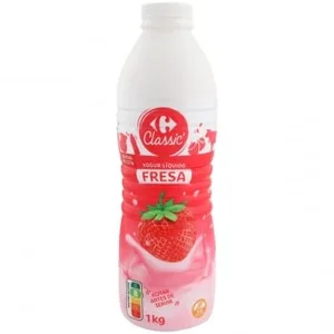 Yogur Líquido de Fresa Carrefour Classic' Pack de 12 Unidades de 100 G.