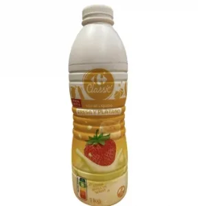 Yogur Liquido con Fresa y Plátano Carrefour Classic´ sin Gluten Pack de 12 Unidades de 100 G.