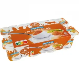 Yogur Natural con Azúcar de Caña Carrefour Classic' Pack de 8 Unidades de 125 G.