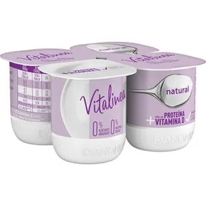 Yogur Natural Desnatado 0% M.g. 0% Azúcares Añadidos Pack 4  Danone Vitalinea 120 G