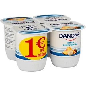 Yogur Sabor Macedonia Danone sin Gluten Pack de 4 Unidades de 120 G.