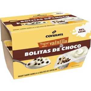 Yogur Sabor Vainilla con Bolitas de Chocolate 2 X 122 Gr