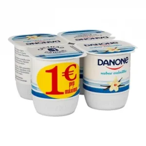 Yogur Sabor Vainilla Danone sin Gluten Pack de 4 Unidades de 120 G.
