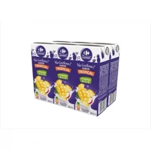 Zumo de Fruta y Leche Carrefour Tropical sin Lactosa Pack de 6 Briks de 20 Cl.