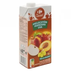 Zumo de Melocotón, Manzana y Uva Carrefour Brik 1 L.