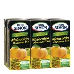 Zumo de Melocotón, Manzana y Uva Don Simón Pack de 6 Briks de 20 Cl.