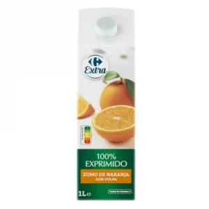 Zumo de Naranja Carrefour Extra Exprimido con Pulpa Brik 1 L.