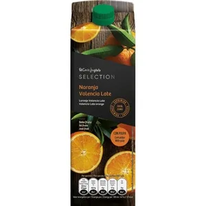 Zumo de Naranja Valencia Late 100% Exprimido sin Pulpa  el Corte Ingles Selection 1 L