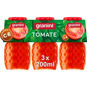 Zumo de Tomate con Vitaminas C y e Pack 3 (envase de Vidrio) Granini 200 ML